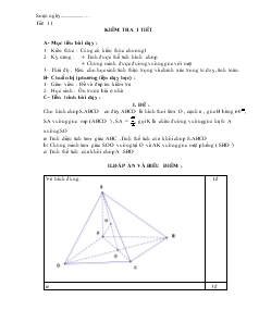 Giáo án lớp 12a môn Hình học - Tiết thứ 11: Kiểm tra 1 tiết