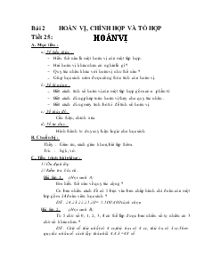 Giáo án môn Đại số lớp 11 - Bài 2: Hoán vị, chỉnh hợp và tổ hợp