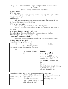 Giáo án môn Đại số lớp 11 - Bài 4: Định nghĩa và một số định lí về giới hạn của hàm số