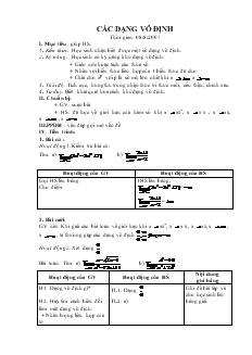 Giáo án môn Đại số lớp 11 - Các dạng vô định