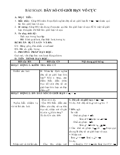 Giáo án môn Đại số lớp 11 - Dãy số có giới hạn vô cực (tiếp)