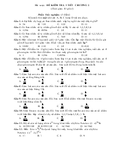 Giáo án môn Đại số lớp 11 - Đề kiểm tra 1 tiết chương 2 (thời gian: 45 phút)