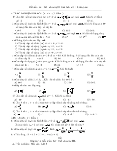 Giáo án môn Đại số lớp 11 - Đề kiểm tra 1 tiết chương III