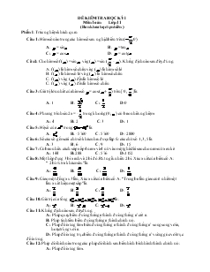 Giáo án môn Đại số lớp 11 - Đề kiểm tra học kỳ I