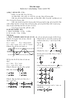 Giáo án môn Đại số lớp 11 - Kiểm tra 1 tiết chương 1