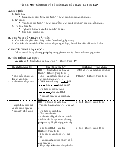 Giáo án môn Đại số lớp 11 - Tiết 59 : Một số định lý về giới hạn hữu hạn – luyện tập