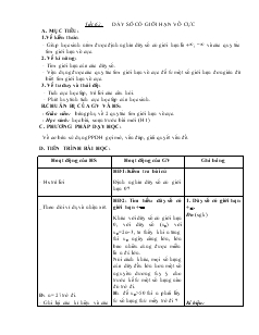 Giáo án môn Đại số lớp 11 - Tiết 62: Dãy số có giới hạn vô cực