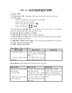 Giáo án môn Đại số lớp 11 - Tiết 65 : Giới hạn một bên