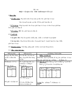 Giáo án môn Đại số lớp 11 - Tiết 66: Một vài qui tắc tìm giới hạn vô cực