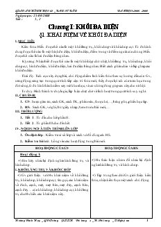 Giáo án môn Giải tích lớp 12 - Bài 1: Khái niệm về khối đa diện