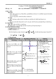 Giáo án môn Giải tích lớp 12 - Tiết 1 - Bài 1: Sự đồng biến, nghịch biến của hàm số