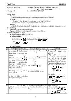Giáo án môn Giải tích lớp 12 - Tiết 10 - Bài 4: Đường tiệm cận