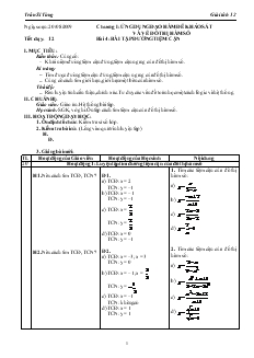 Giáo án môn Giải tích lớp 12 - Tiết 12 - Bài 4: Bài tập đường tiệm cận