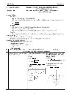 Giáo án môn Giải tích lớp 12 - Tiết 14 - Bài 4: Khảo sát sự biến thiên và vẽ đồ thị của hàm số