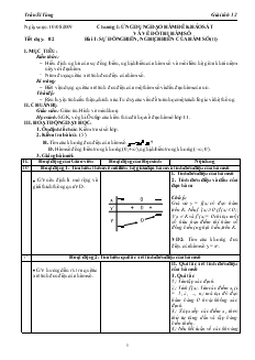 Giáo án môn Giải tích lớp 12 - Tiết 2 - Bài 1: Sự đồng biến, nghịch biến của hàm số