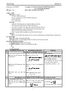 Giáo án môn Giải tích lớp 12 - Tiết 21 - Bài 4: Bài tập ôn chương I