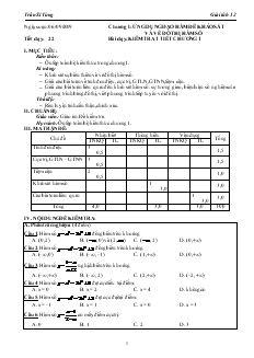 Giáo án môn Giải tích lớp 12 - Tiết 22 - Bài dạy: Kiểm tra 1 tiết chương 1