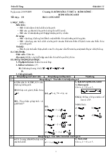 Giáo án môn Giải tích lớp 12 - Tiết 28 - Bài 2: Logarit