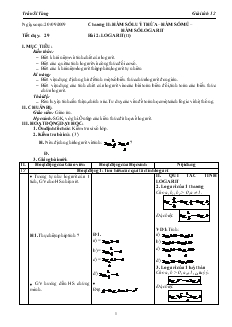 Giáo án môn Giải tích lớp 12 - Tiết 29 - Bài 2: Logarit