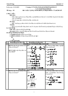 Giáo án môn Giải tích lớp 12 - Tiết 3 - Bài 1: Bài tập sự đồng biến, nghịch biến của hàm số