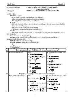 Giáo án môn Giải tích lớp 12 - Tiết 33 - Bài 3: Bài tập hàm số mũ – hàm số logarit