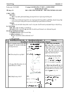 Giáo án môn Giải tích lớp 12 - Tiết 34 - Bài 5: Phương trình mũ – phương trình logarit