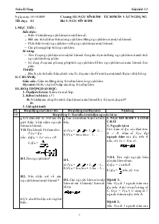 Giáo án môn Giải tích lớp 12 - Tiết 42 - Bài 1: Nguyên hàm