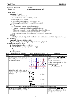 Giáo án môn Giải tích lớp 12 - Tiết 45 - Bài dạy: Ôn tập học kì I