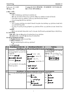 Giáo án môn Giải tích lớp 12 - Tiết 49 - Bài 1: Nguyên hàm