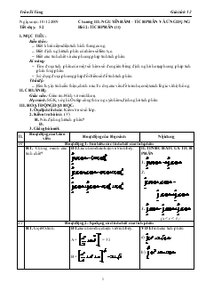 Giáo án môn Giải tích lớp 12 - Tiết 52 - Bài 2: Tích phân