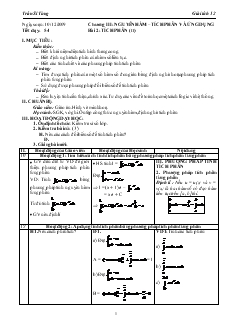 Giáo án môn Giải tích lớp 12 - Tiết 54 - Bài 2: Tích phân