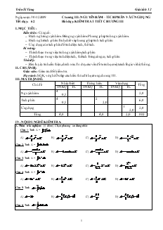 Giáo án môn Giải tích lớp 12 - Tiết 62 - Kiểm tra 1 tiết chương III