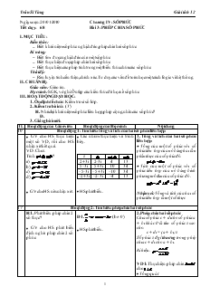 Giáo án môn Giải tích lớp 12 - Tiết dạy: 68 - Bài 3: Phép chia số phức