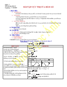 Giáo án môn Giải tích lớp 12 - Tuần 2 - Tiết 6 - Bài tập cực trị của hàm số