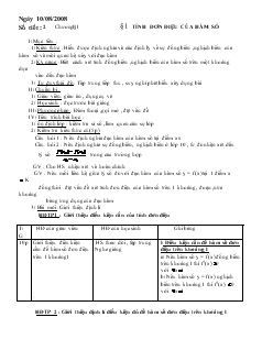 Giáo án môn Toán lớp 12 - Chương 1 - Bài 1: Tính đơn điệu của hàm số