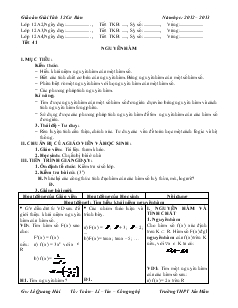 Giáo án môn Toán lớp 12 - Tiết 41: Nguyên hàm