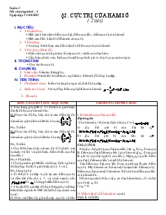 Giáo án môn Toán lớp 12 - Tuần 2 - Tiết 4 - Bài 2: Cực trị của hàm số ( 2 tiết)