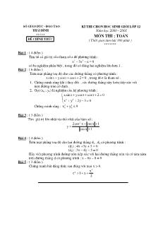 Kì thi chọn học sinh giỏi lớp 12 Năm học 2000 - 2001  Đề chính thức Môn thi : toán ( Thời gian làm bài 180 phút )