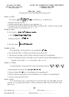 Kì thi tốt nghiệp trung học phổ thông năm học 2007-2008 môn thi: toán thời gian làm bài:150 phút, không kể thời gian giao đề