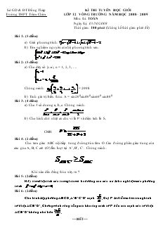 Kì thi tuyển học giỏi lớp 12 vòng trường năm học 2008 – 2009 môn thi: toán