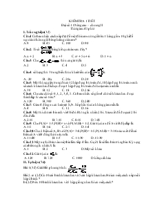 Kiểm tra 1 tiết đại số 11 nâng cao – chương II thời gian: 45 phút