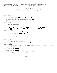 Kiểm tra học kì II lớp 11 bổ túc thpt năm học 2012-2013 môn thi: toán thời gian: 120 phút (không kể thời gian giao đề)