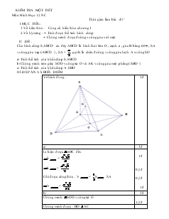 Kiểm tra một tiết môn hình học 12 nâng cao thời gian làm bài : 45 phút