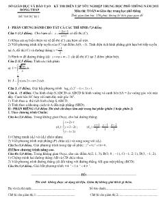 Kỳ thi diễn tập tốt nghiệp trung học phổ thông năm 2011 môn thi: toán giáo dục trung học phổ thông thời gian làm bài: 150 phút, không kể thời gian giao đề