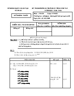 Kỳ thi giải toán trên máy tính cầm tay năm học : 2010 - 2011 môn toán 9