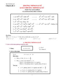 Chuyên đề 1: Phương trình đại số và bất phương trình đại số