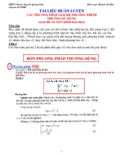 Chuyên đề Các phương pháp giải hệ phương trình thường sử dụng giải đề tuyển sinh đại học