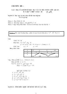 Chuyên đề : Cực trị của hàm số bậc ba và các bài toán liên quan y = ax3 + bx2 + cx + d (a 0)