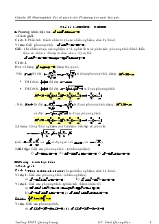 Chuyên đề Phương trình đại số giành cho đối tượng học sinh khá giỏi