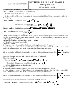 Đề 1 thi thử đại học môn toán số 2 năm học 2013 - 2014 thời gian làm bài: 180 phút